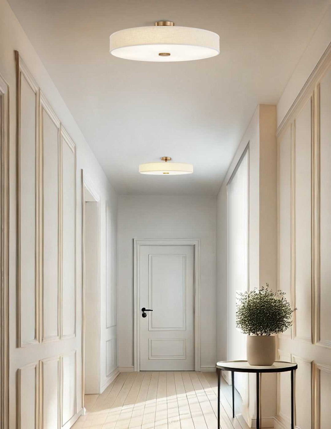 Textile LED Semi-Flush Mount in Brushed Brass Justice Designs