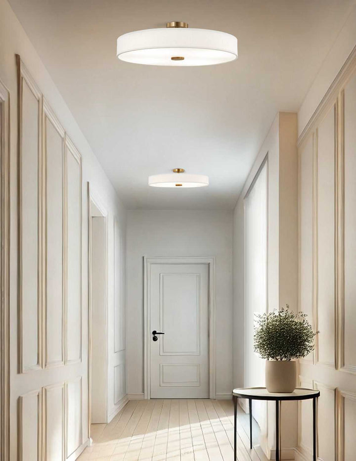 Textile LED Semi-Flush Mount in Brushed Brass Justice Designs