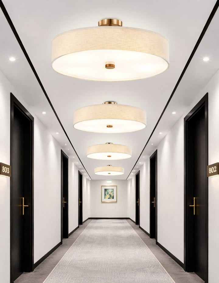 Textile LED Semi-Flush Mount in Brushed Brass Justice Designs