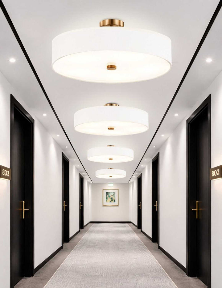 Textile LED Semi-Flush Mount in Brushed Brass Justice Designs