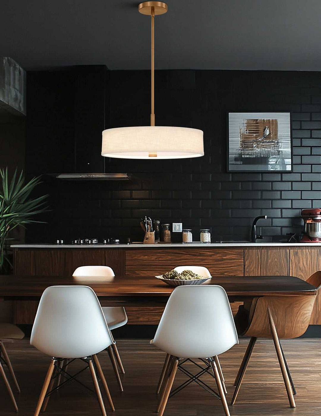 Textile LED Pendant in Brushed Brass Justice Designs