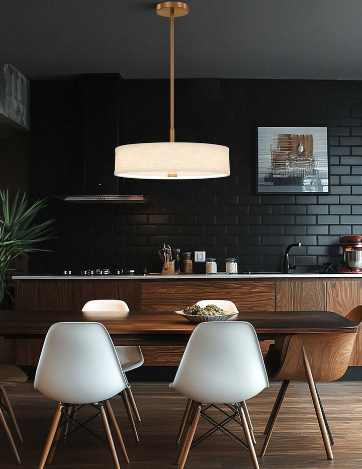 Textile LED Pendant in Brushed Brass Justice Designs