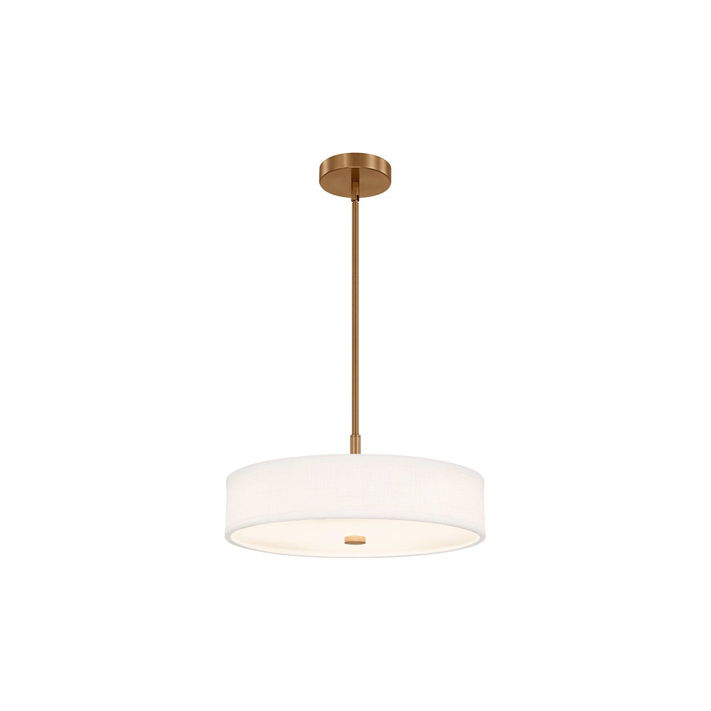 Justice Designs - FAB-9311-WHTE-BRSS - LED Pendant - Textile - Brushed Brass