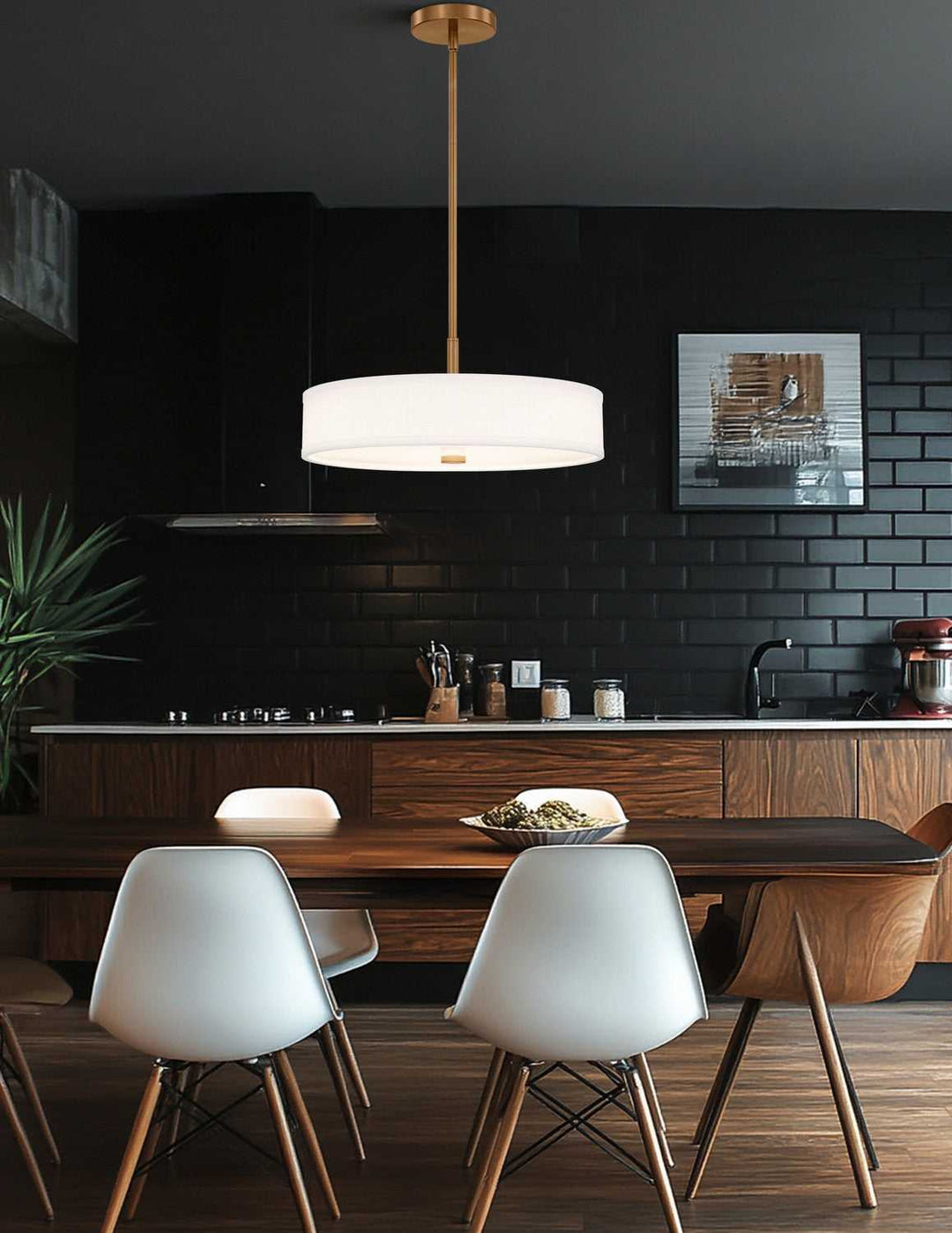 Textile LED Pendant in Brushed Brass Justice Designs