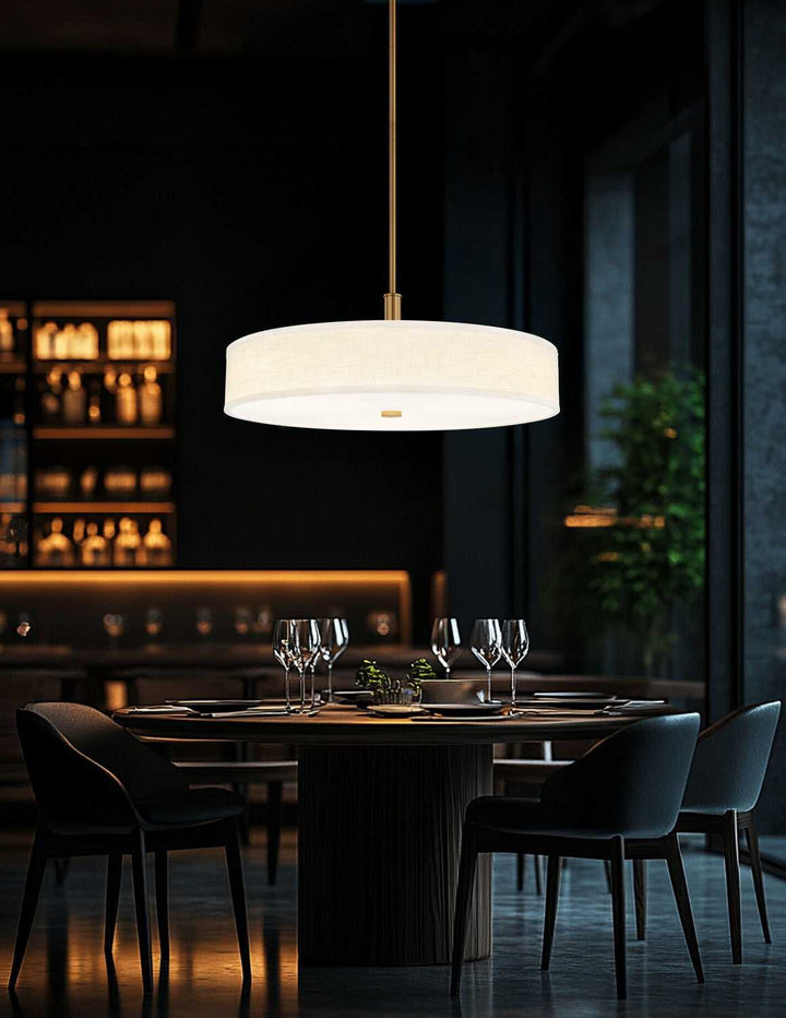 Textile LED Pendant in Brushed Brass Justice Designs