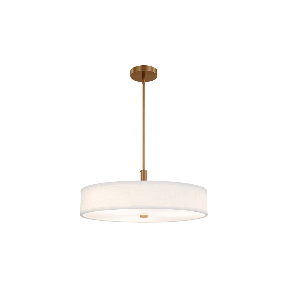 Justice Designs - FAB-9312-WHTE-BRSS - LED Pendant - Textile - Brushed Brass