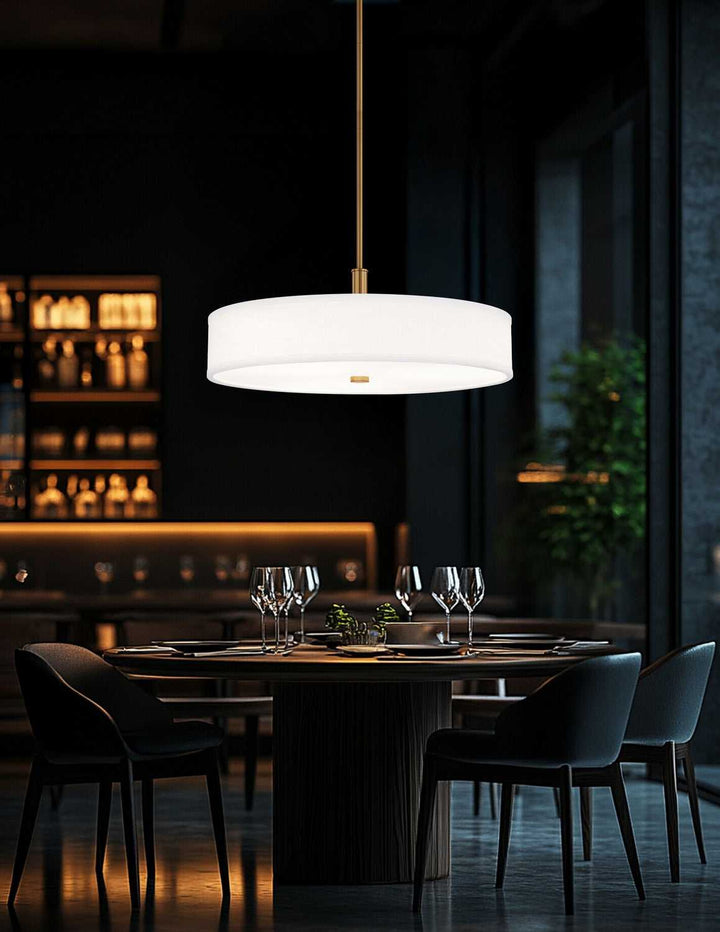 Textile LED Pendant in Brushed Brass Justice Designs