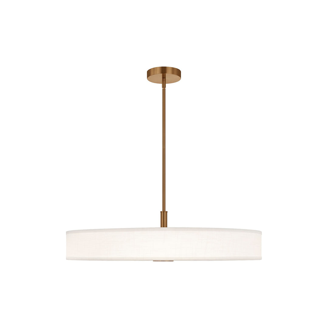 Justice Designs - FAB-9314-WHTE-BRSS - LED Pendant - Textile - Brushed Brass