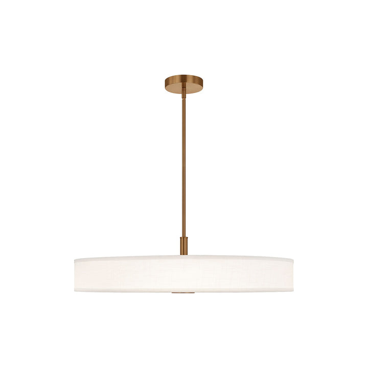 Justice Designs - FAB-9314-WHTE-BRSS - LED Pendant - Textile - Brushed Brass