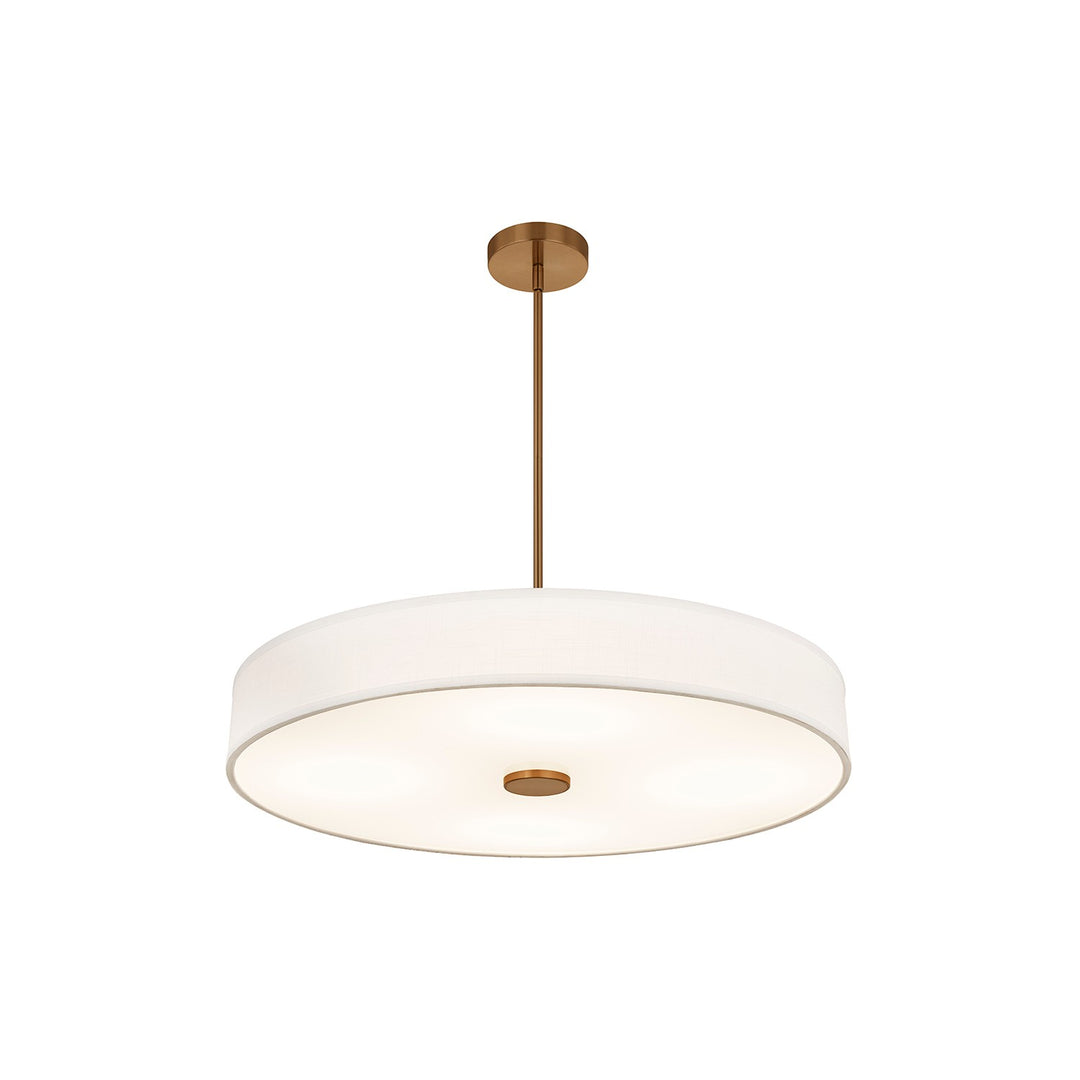 Justice Designs - FAB-9314-WHTE-BRSS - LED Pendant - Textile - Brushed Brass