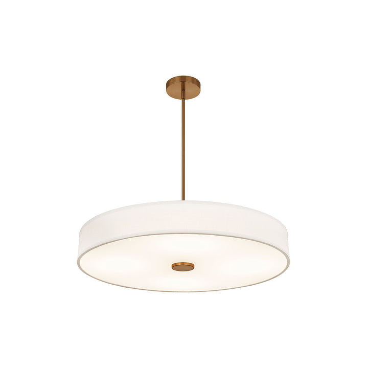 Justice Designs - FAB-9314-WHTE-BRSS - LED Pendant - Textile - Brushed Brass