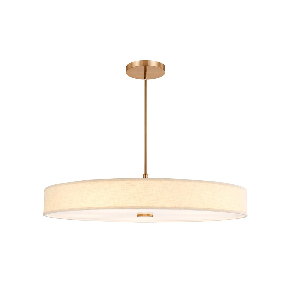 Justice Designs - FAB-9317-CREM-BRSS - LED Pendant - Textile - Brushed Brass