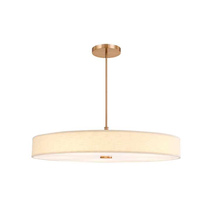 Justice Designs - FAB-9317-CREM-BRSS - LED Pendant - Textile - Brushed Brass