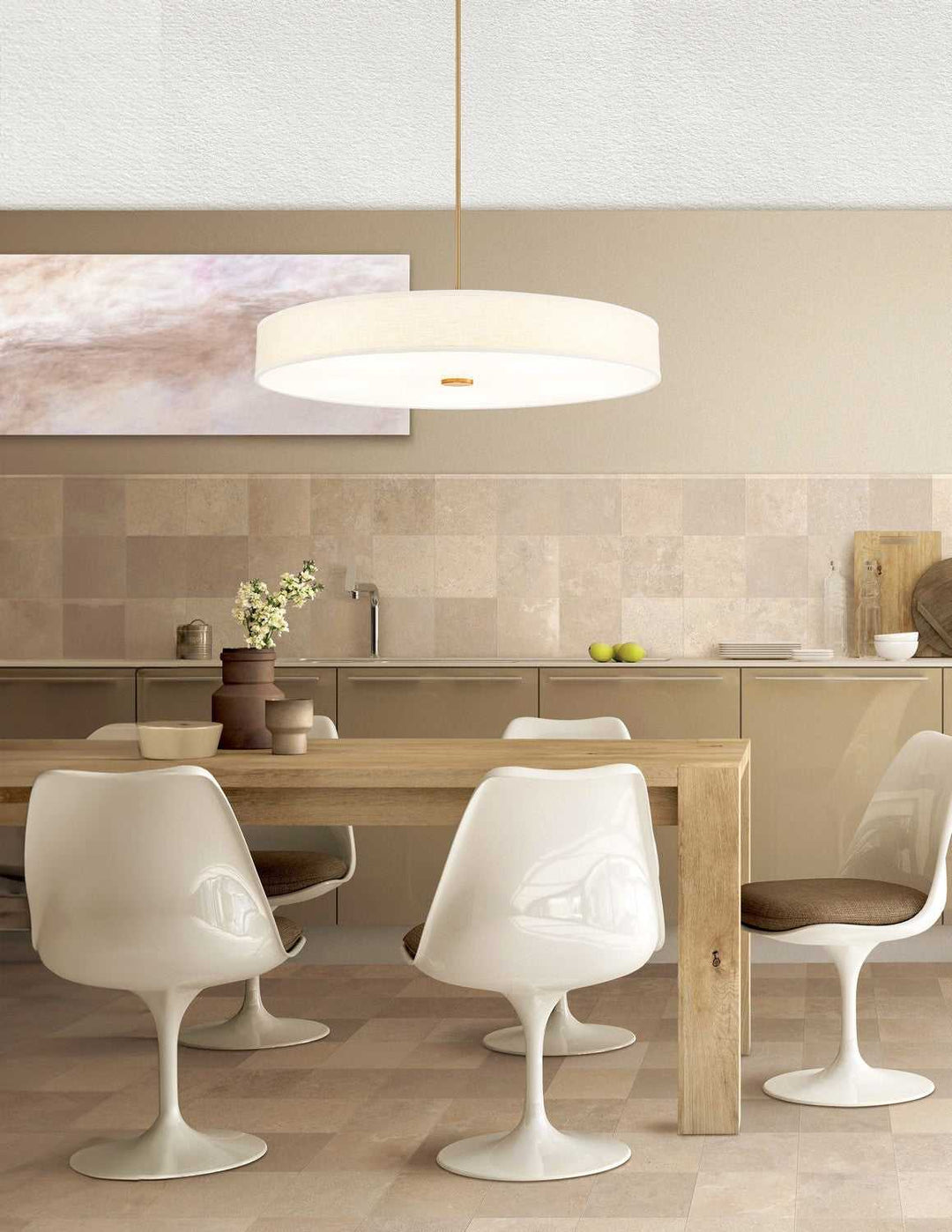 Textile LED Pendant in Brushed Brass Justice Designs
