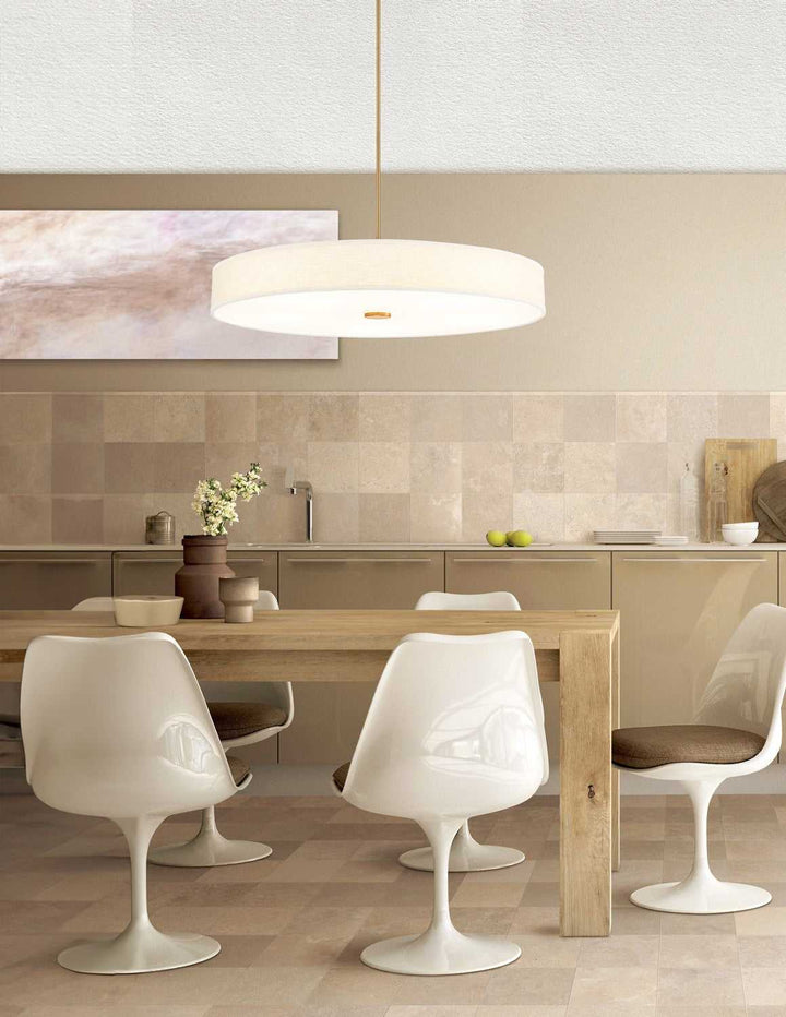 Textile LED Pendant in Brushed Brass Justice Designs