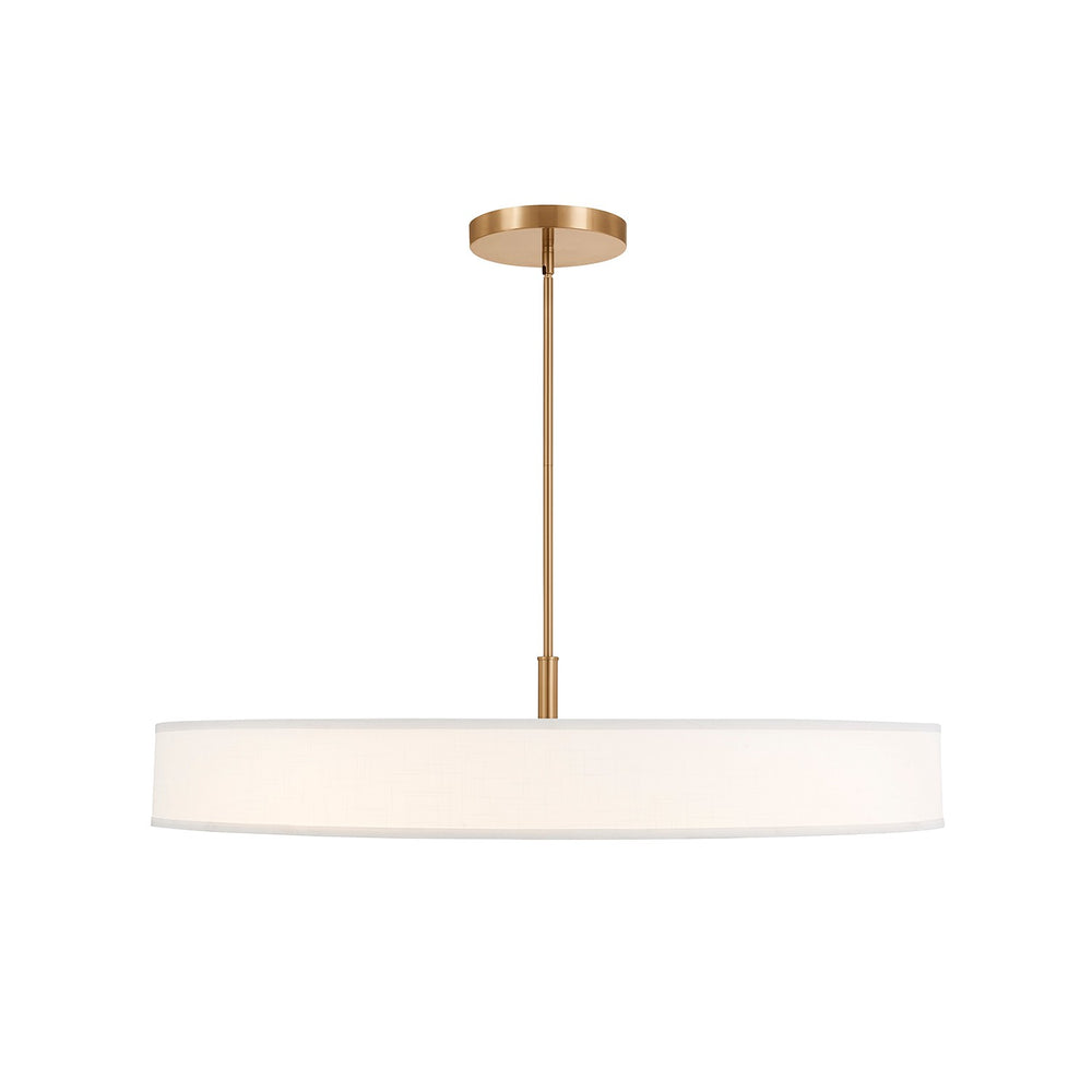 Justice Designs - FAB-9317-WHTE-BRSS - LED Pendant - Textile - Brushed Brass