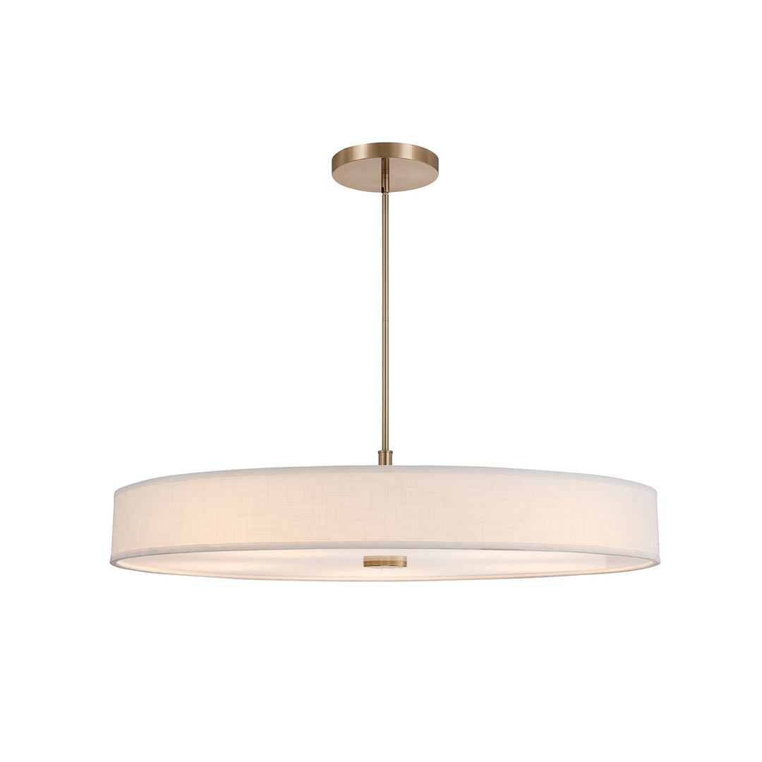 Justice Designs - FAB-9317-WHTE-BRSS - LED Pendant - Textile - Brushed Brass