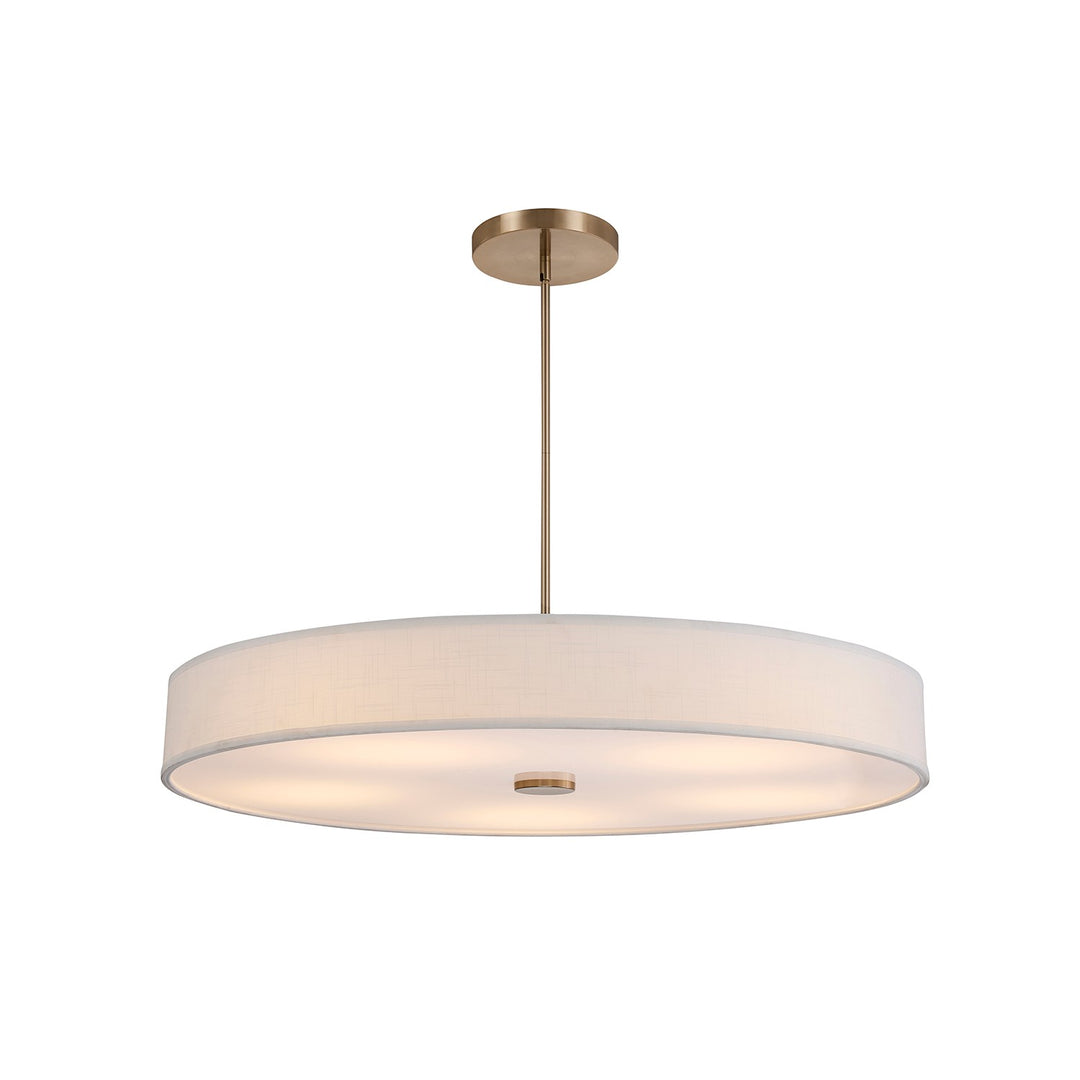 Justice Designs - FAB-9317-WHTE-BRSS - LED Pendant - Textile - Brushed Brass