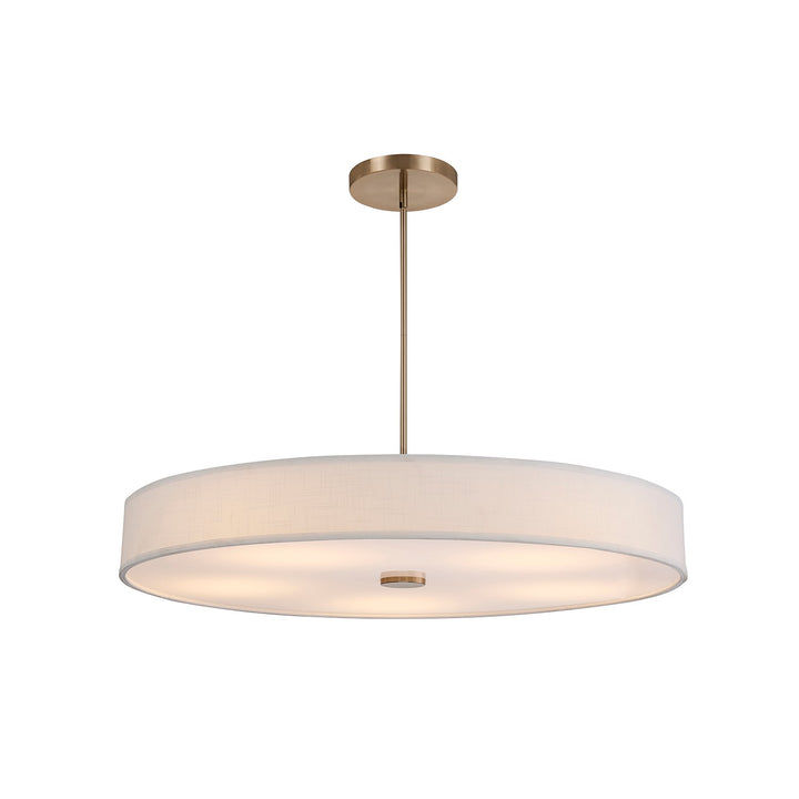 Justice Designs - FAB-9317-WHTE-BRSS - LED Pendant - Textile - Brushed Brass