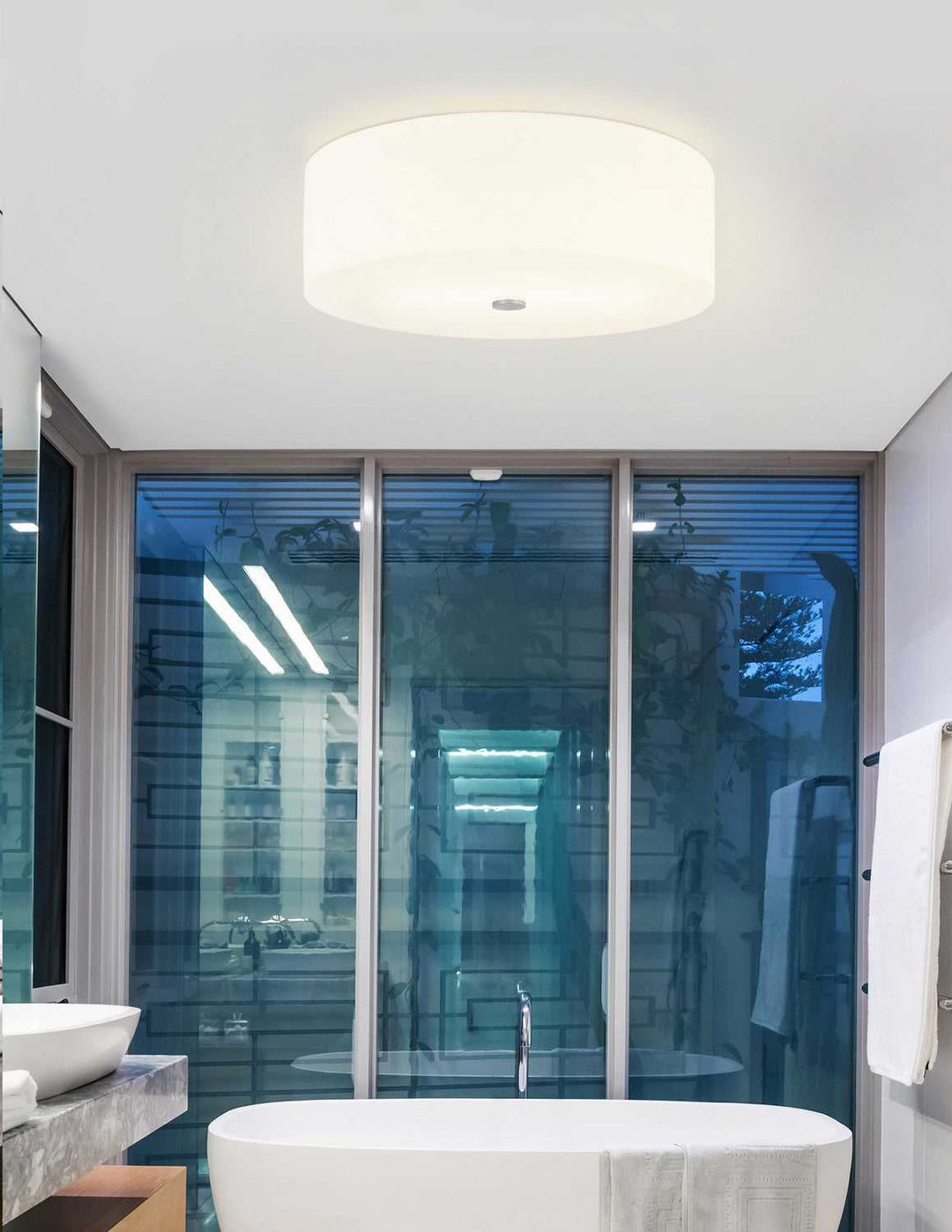 Acryluxe Five Light Flush-Mount in Brushed Nickel Justice Designs
