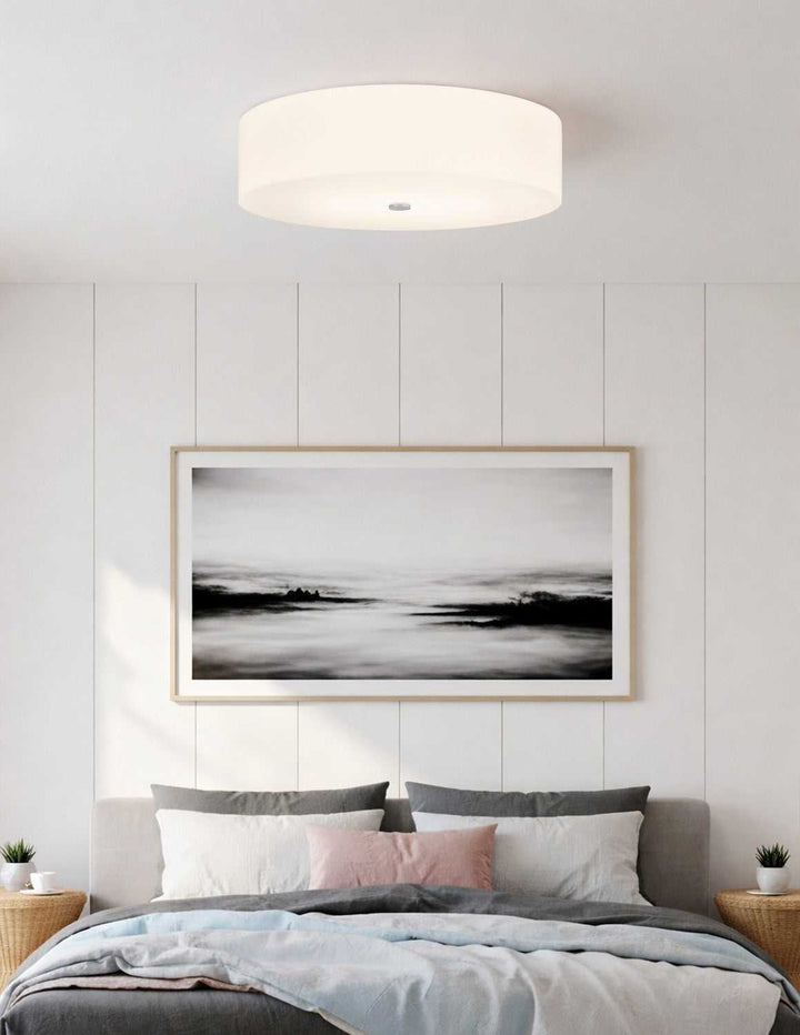Acryluxe Six Light Flush-Mount in Brushed Nickel Justice Designs