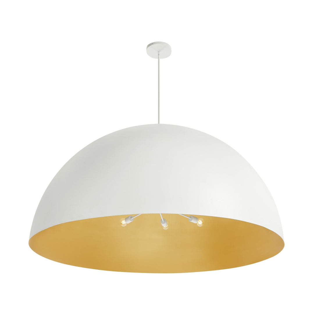 Justice Designs - NSH-9848-MTGD - Ten Light Pendant - No Shade Material - Matte White with Champagne Gold Interior
