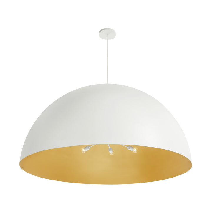 Justice Designs - NSH-9848-MTGD - Ten Light Pendant - No Shade Material - Matte White with Champagne Gold Interior