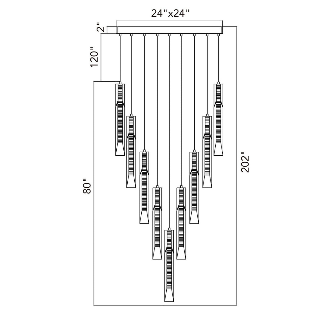 Petra LED Chandelier in Brass CWI Lighting Canada