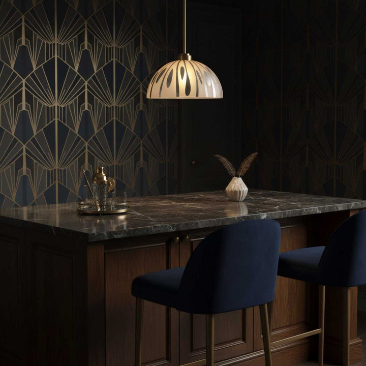 Chroman Empire One Light Pendant in Satin Gold Varaluz