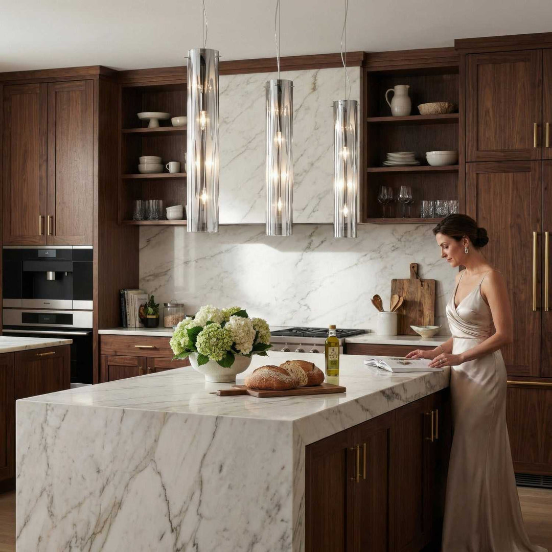Chroman Empire Four Light Pendant in Chrome Varaluz