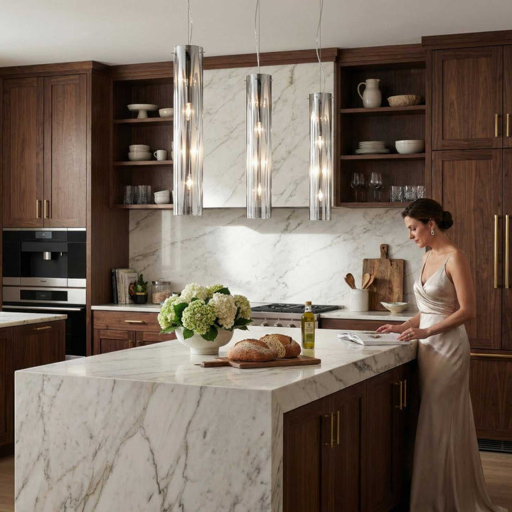 Chroman Empire Four Light Pendant in Chrome Varaluz