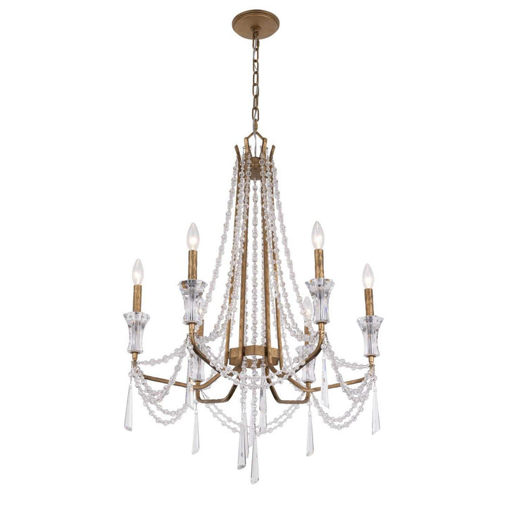 Barcelona Six Light Chandelier in Brass Kisser Varaluz