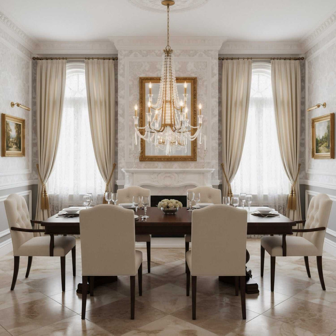 Barcelona Nine Light Chandelier in Brass Kisser Varaluz