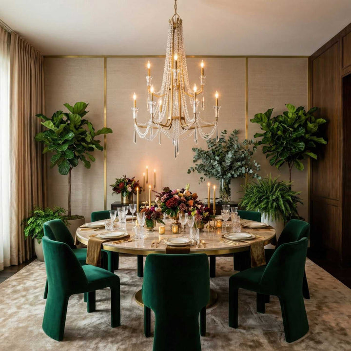 Barcelona Nine Light Chandelier in Brass Kisser Varaluz