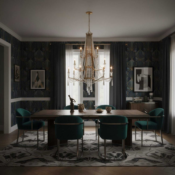 Barcelona 12 Light Chandelier in Brass Kisser Varaluz