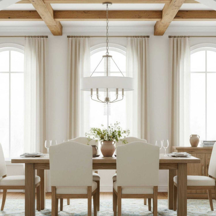 Barcelona Six Light Pendant in Transcend Silver Varaluz