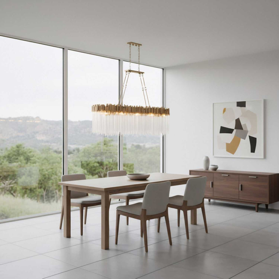 Matrix Ten Light Linear Pendant in Havana Gold Varaluz