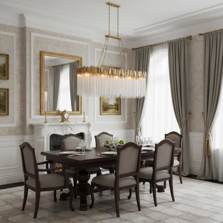 Matrix Ten Light Linear Pendant in Havana Gold Varaluz