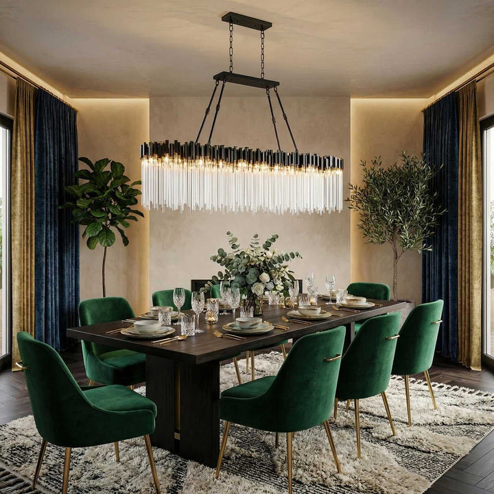 Matrix Ten Light Linear Pendant in Matte Black/French Gold Varaluz