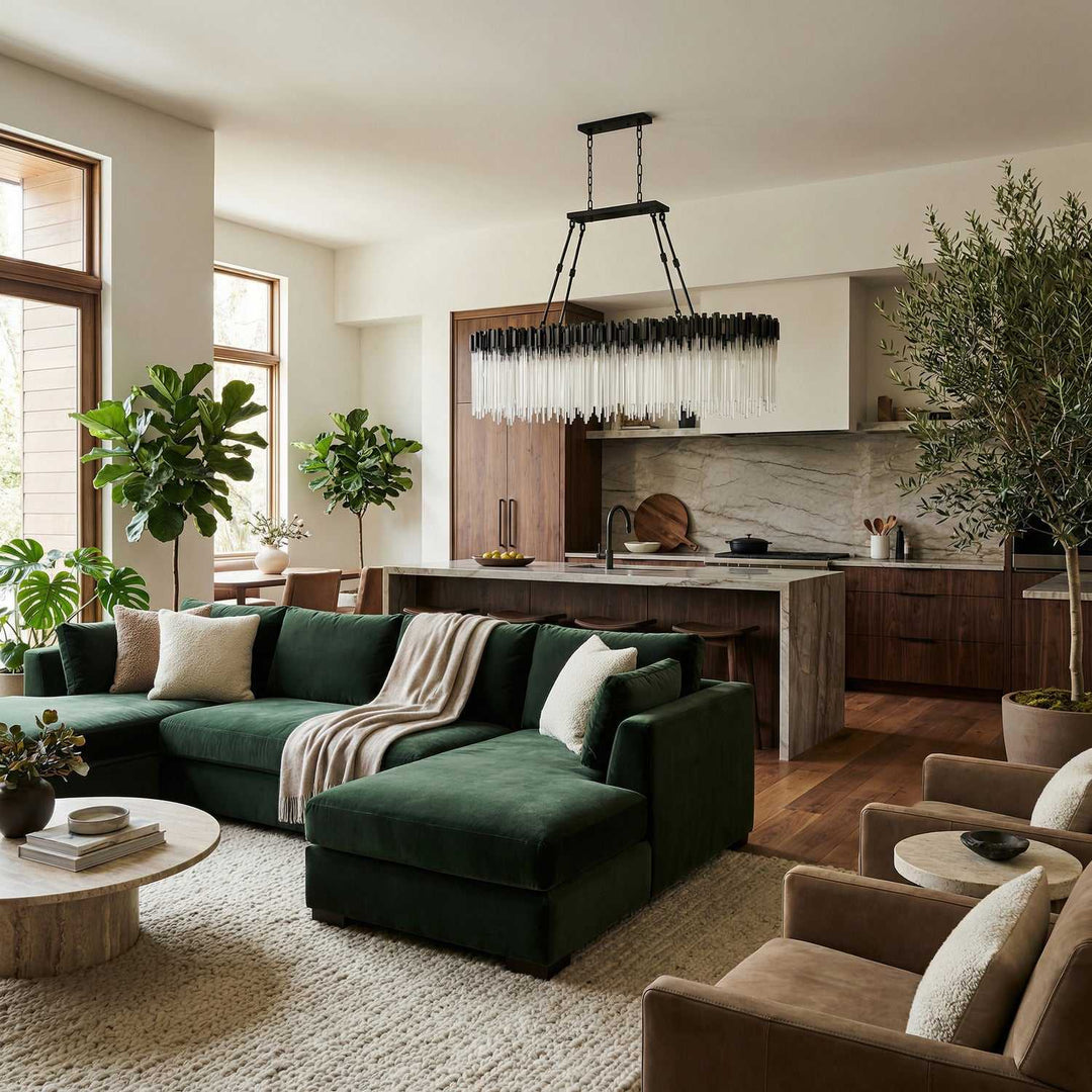 Matrix Ten Light Linear Pendant in Matte Black/French Gold Varaluz