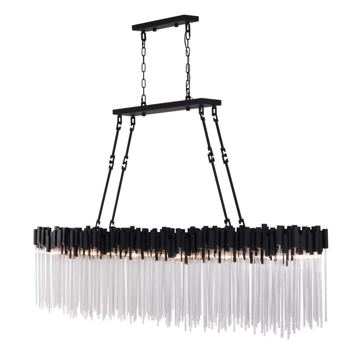 Matrix 12 Light Linear Chandelier in Matte Black/French Gold Varaluz