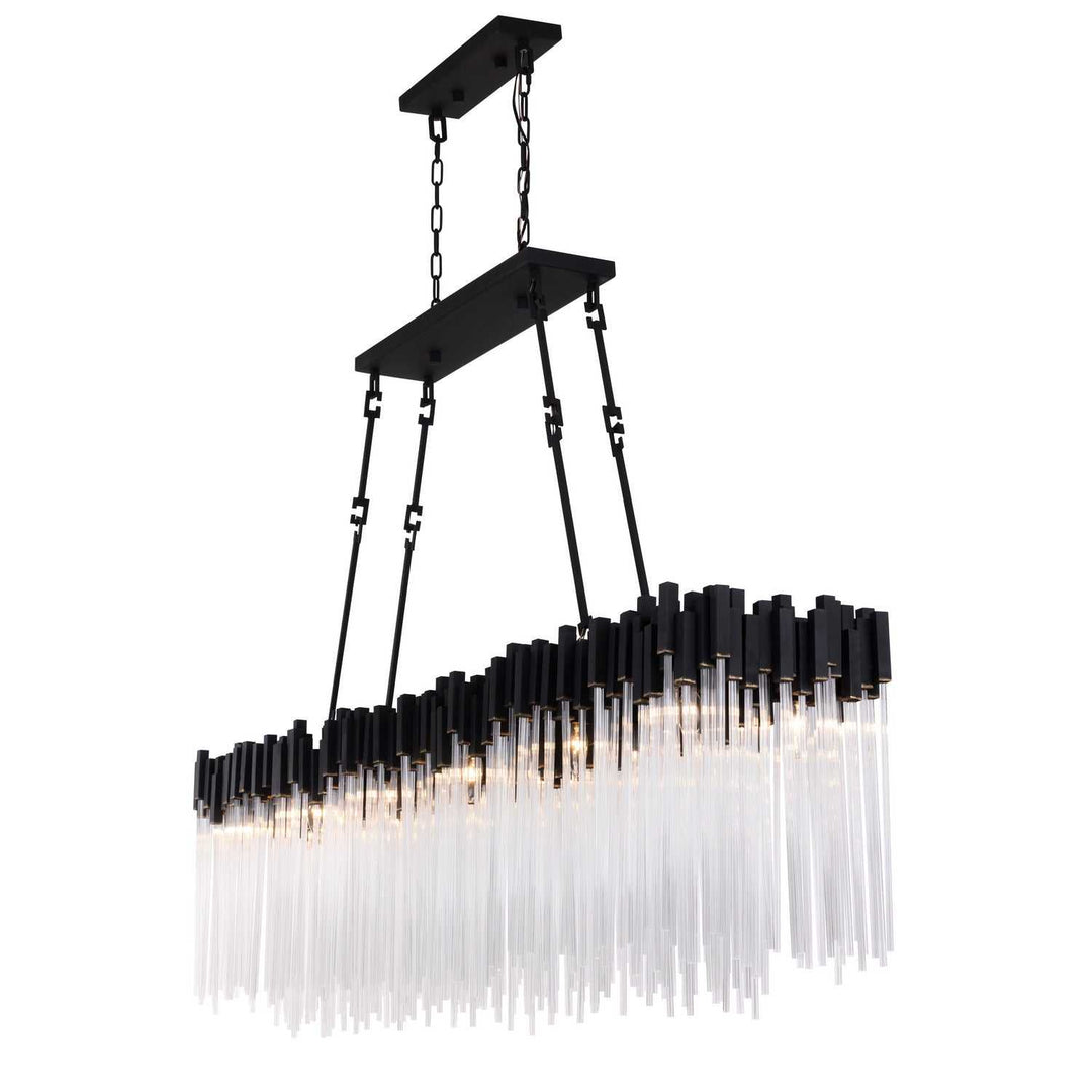 Matrix 12 Light Linear Chandelier in Matte Black/French Gold Varaluz