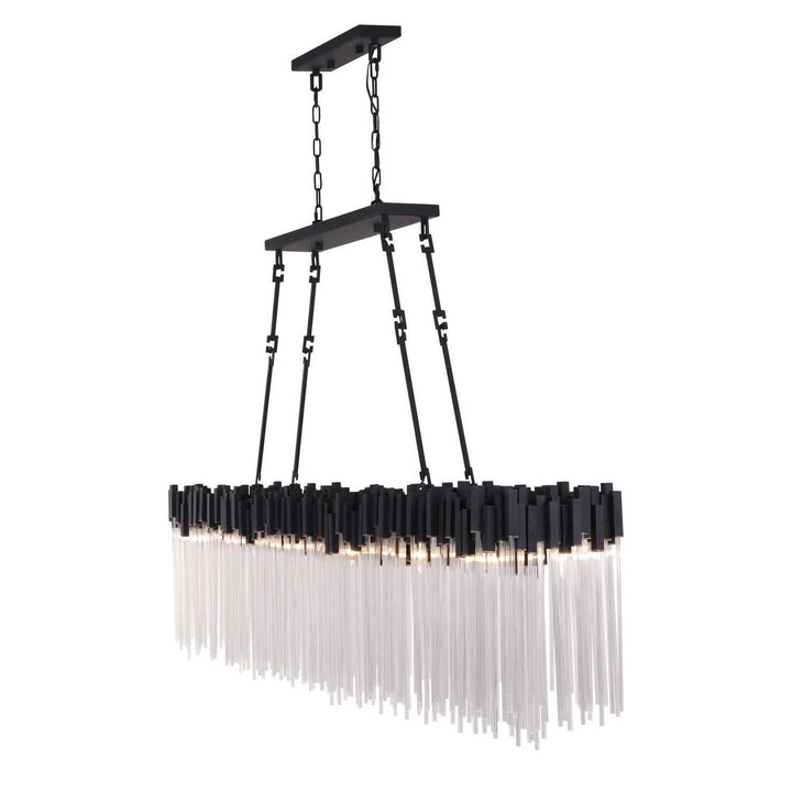 Matrix 12 Light Linear Chandelier in Matte Black/French Gold Varaluz