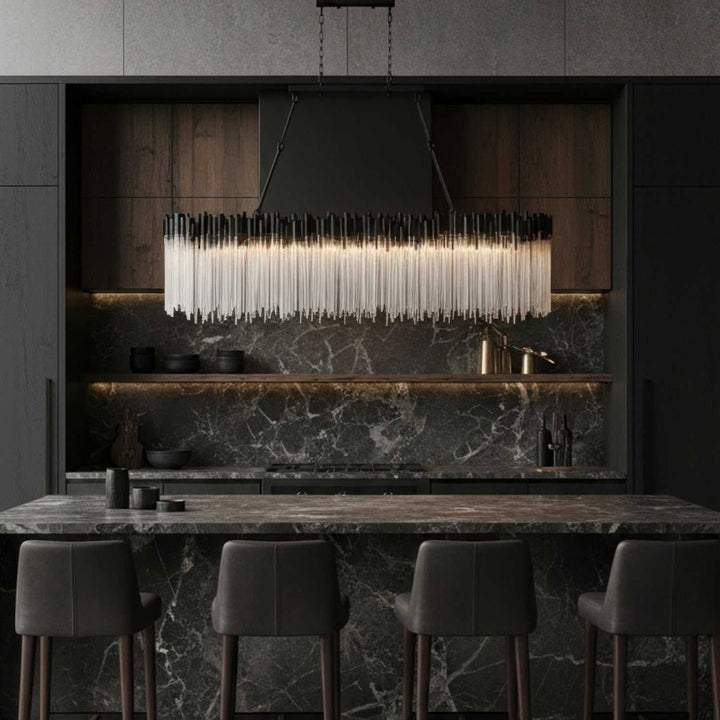Matrix 12 Light Linear Chandelier in Matte Black/French Gold Varaluz