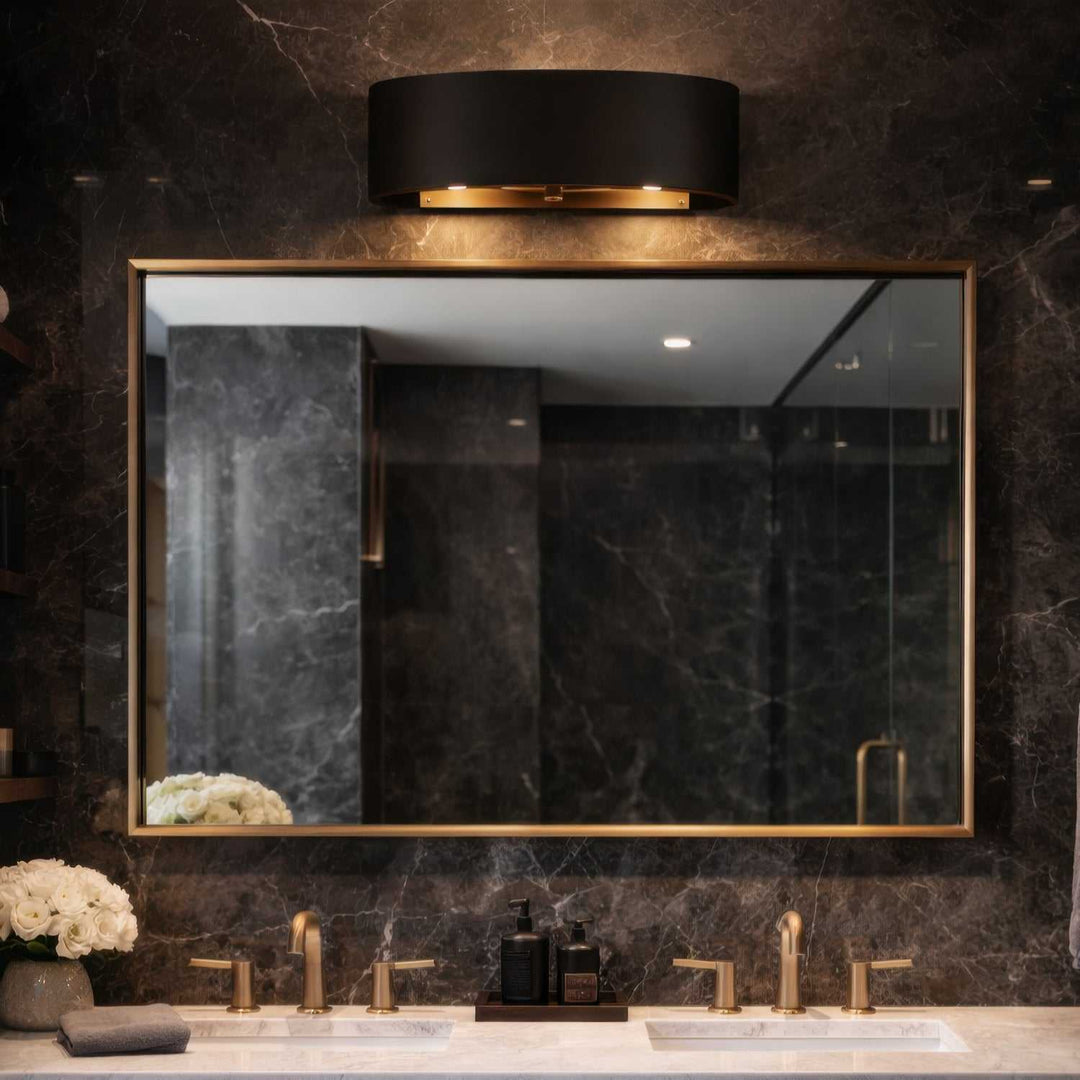 Cannery Two Light Bath in Dark Bronze / French Gold Varaluz