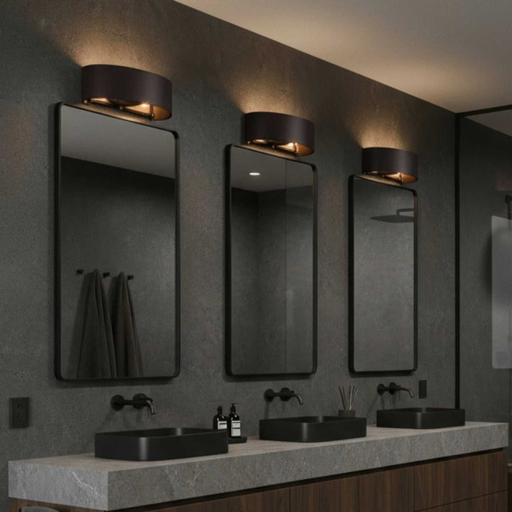 Cannery Two Light Bath in Dark Bronze / French Gold Varaluz