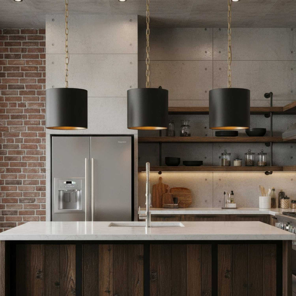 Cannery One Light Pendant in Dark Bronze / French Gold Varaluz