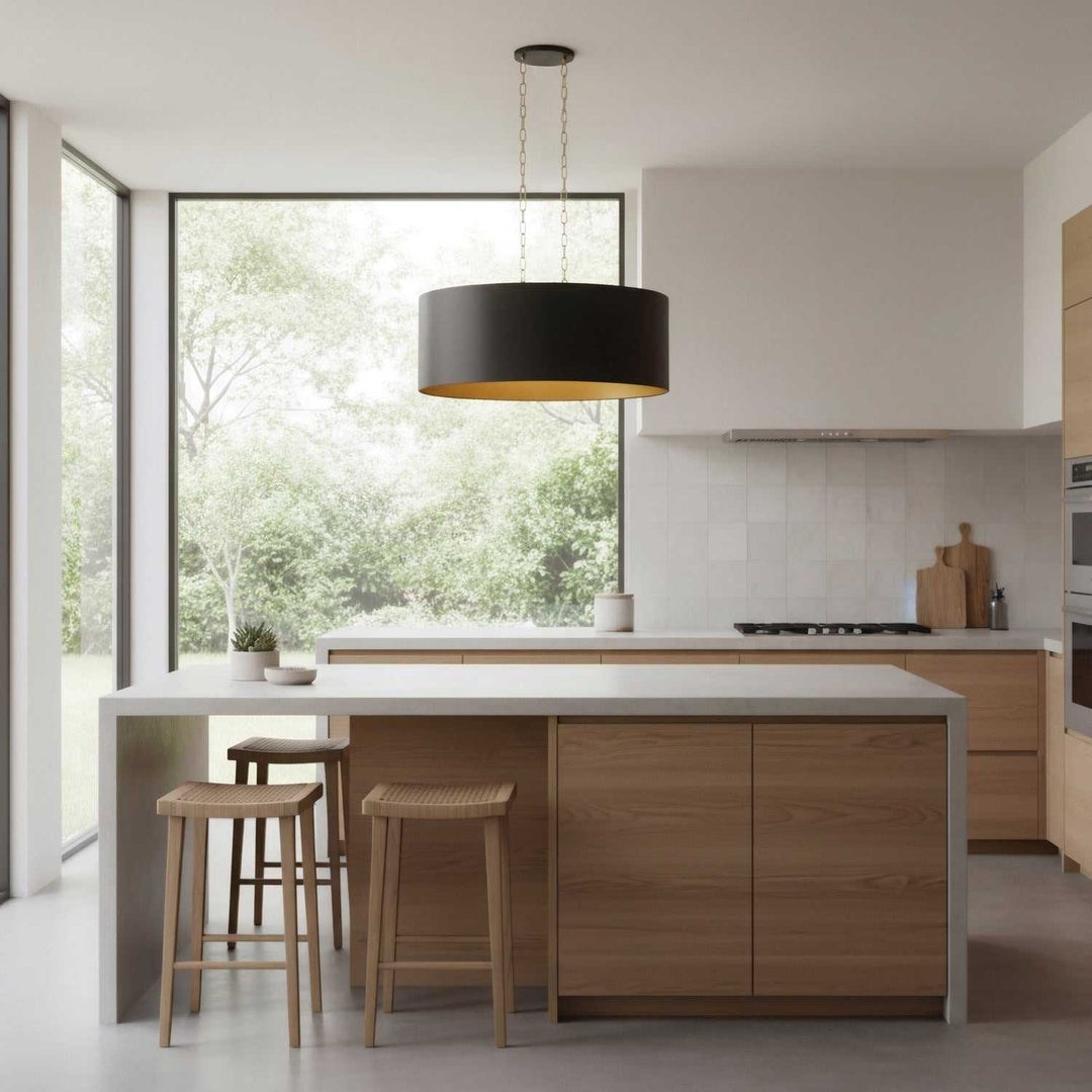 Cannery Six Light Pendant in Dark Bronze / French Gold Varaluz