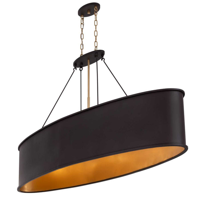 Cannery Seven Light Linear Pendant in Dark Bronze / French Gold Varaluz