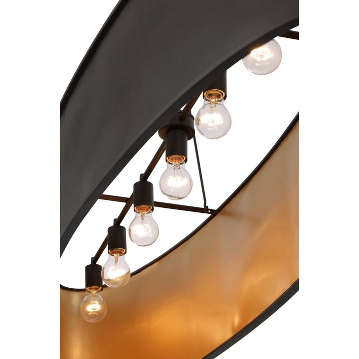 Cannery Seven Light Linear Pendant in Dark Bronze / French Gold Varaluz